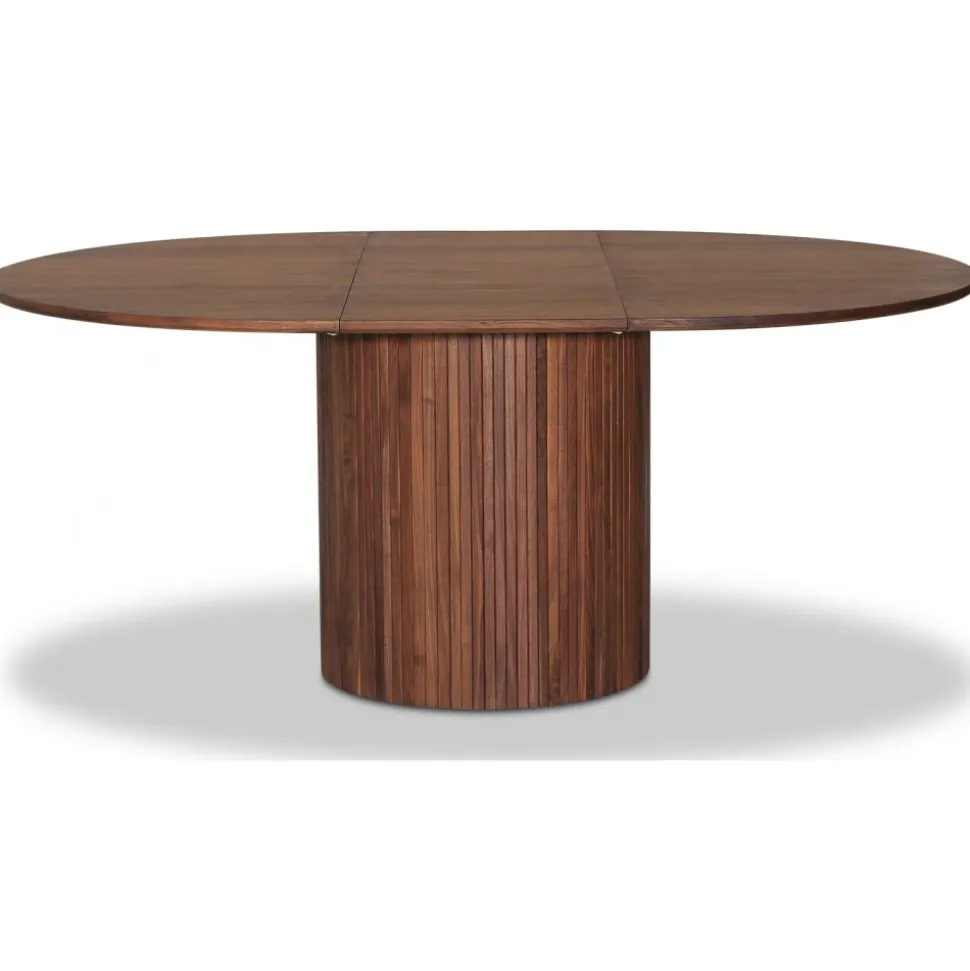 Nova matgrupp, förlängningsbart matbord Ø130-170 cm inkl 6 st Orust svarta pinnstolar - Valnöt