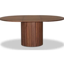 Nova matgrupp, förlängningsbart matbord Ø130-170 cm inkl 6 st Orust svarta pinnstolar - Valnöt + 6.00 x Stolsdyna