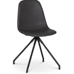 Omni matgrupp, runt matbord Ø130 cm inkl 4 st Bridge snurrbara svarta stolar - Svartbetsad ek + 4.00 x Stolsdyna