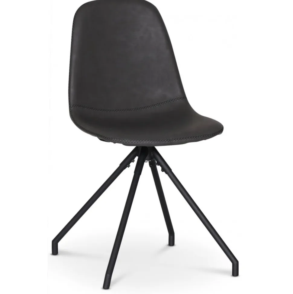 Omni matgrupp, runt matbord Ø130 cm inkl 4 st Bridge snurrbara svarta stolar - Svartbetsad ek + 4.00 x Stolsdyna