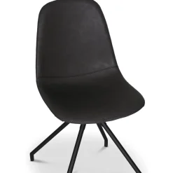 Omni matgrupp, runt matbord Ø130 cm inkl 4 st Bridge snurrbara svarta stolar - Svartbetsad ek + 4.00 x Stolsdyna