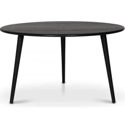 Omni matgrupp, runt matbord Ø130 cm inkl 4 st Tony svarta stolar - Svartbetsad ek