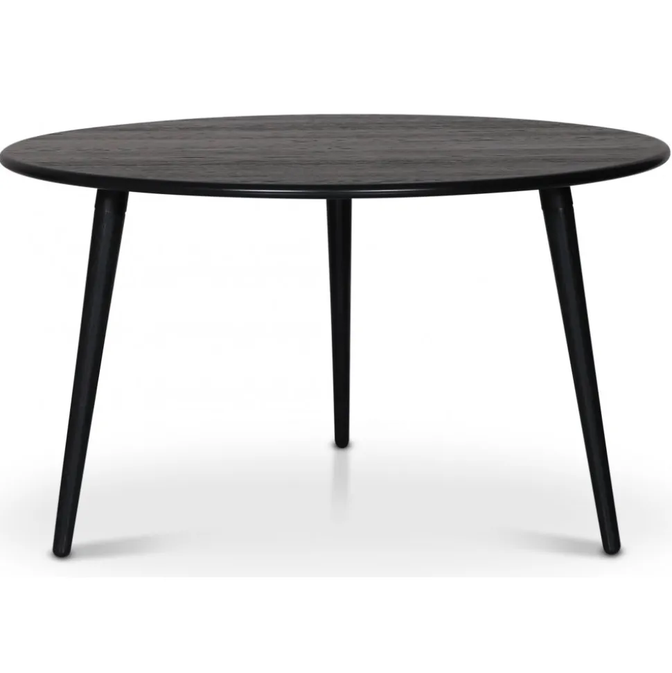 Omni matgrupp, runt matbord Ø130 cm inkl 4 st Tony svarta stolar - Svartbetsad ek + 4.00 x Stolsdyna