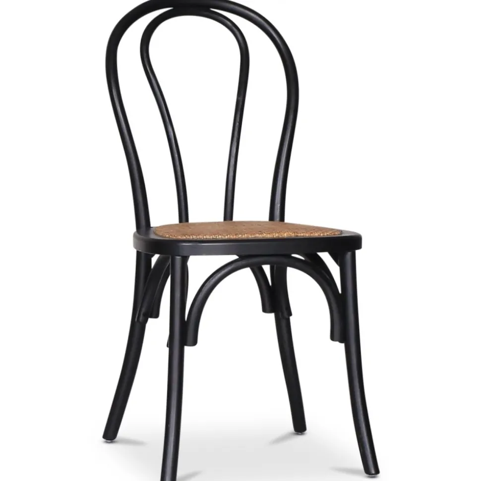 Omni matgrupp, runt matbord Ø130 cm inkl 4 st Tony svarta stolar - Svartbetsad ek + 4.00 x Stolsdyna