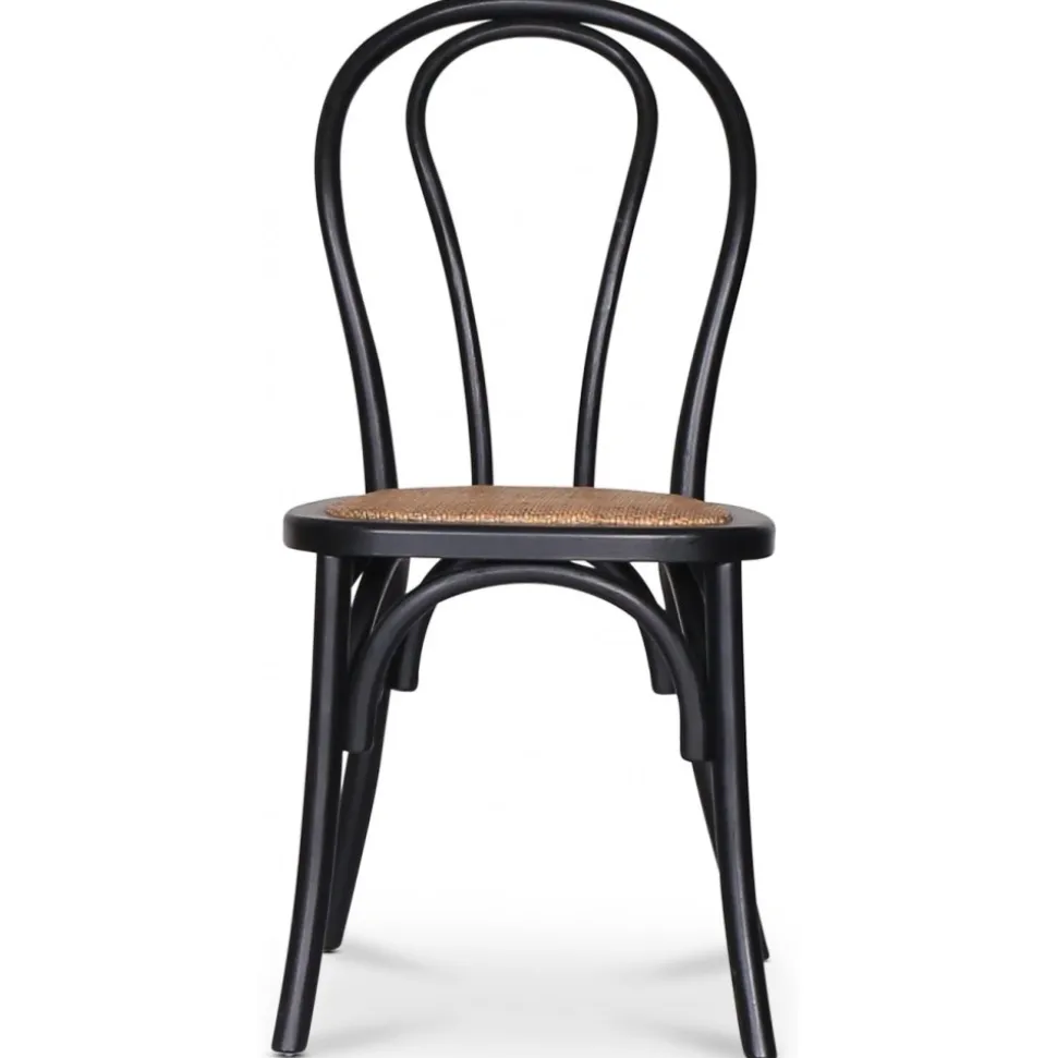 Omni matgrupp, runt matbord Ø130 cm inkl 4 st Tony svarta stolar - Svartbetsad ek + 4.00 x Stolsdyna