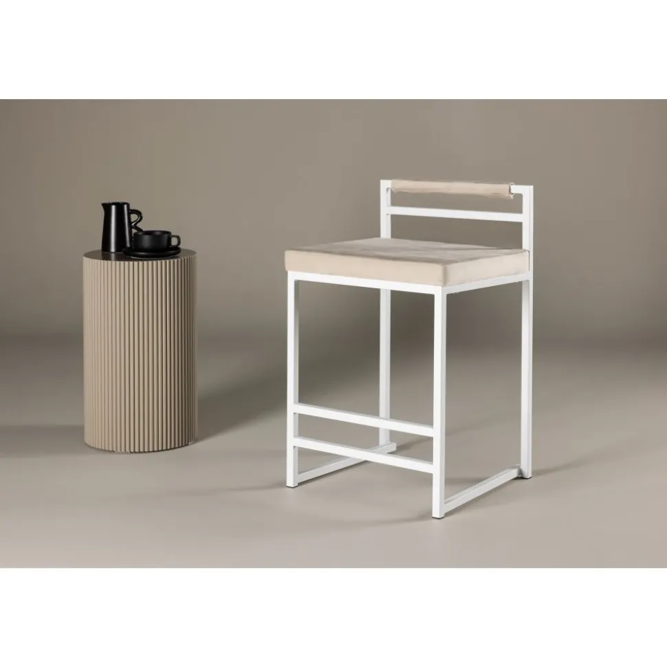 Opelika barstol - Beige/vit