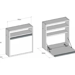 Optim väggskrivbord Vit - 64 x 20/62 cm