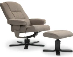 Oslo reclinerfåtölj med pall i mörkbeige tyg