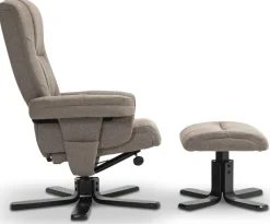 Oslo reclinerfåtölj med pall i mörkbeige tyg