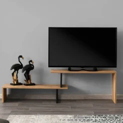 Ovit TV-bänk - Svart/furu