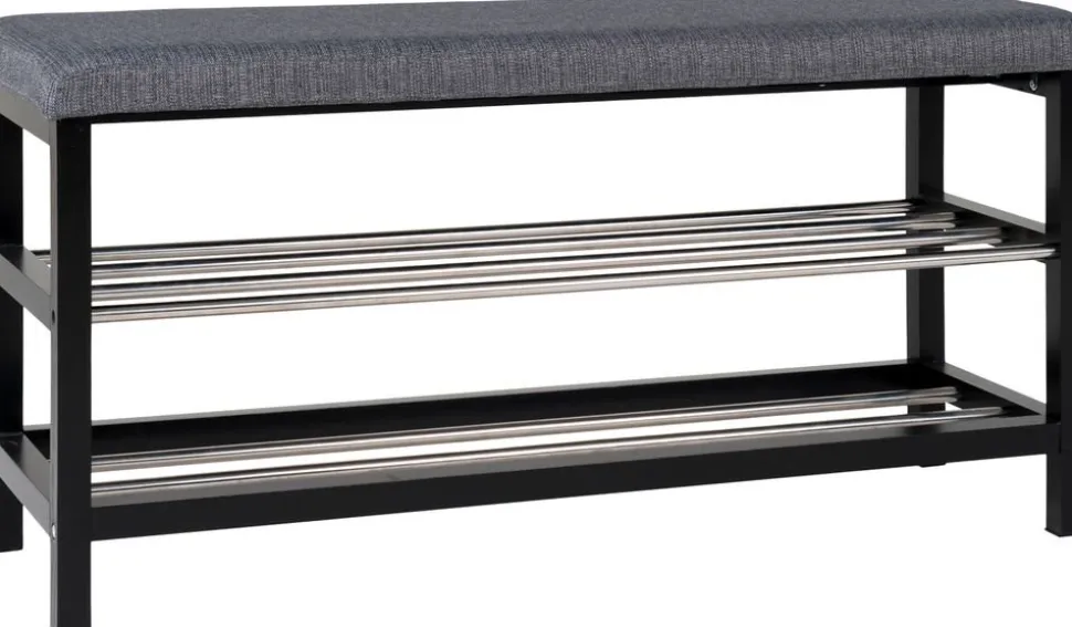 Padova bänk med hyllplan - Grå/svart