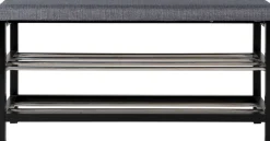 Padova bänk med hyllplan - Grå/svart