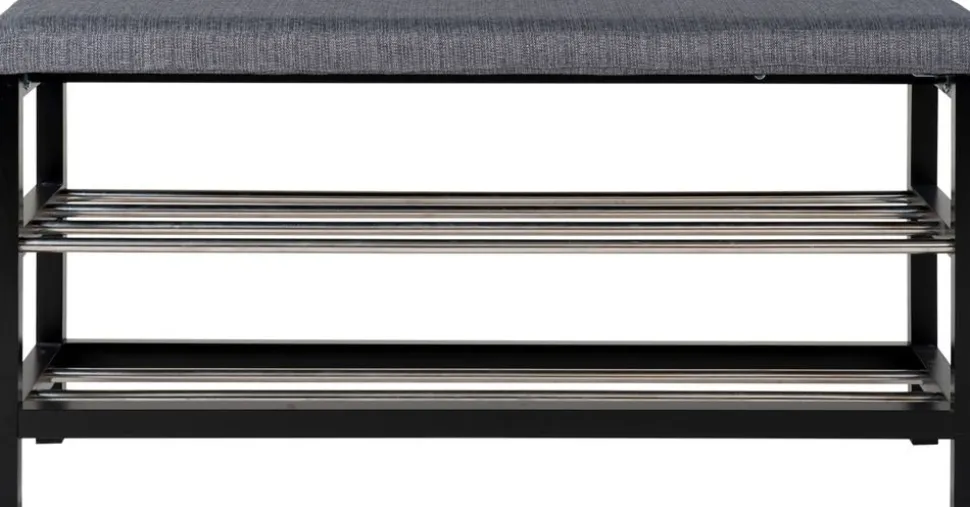 Padova bänk med hyllplan - Grå/svart