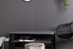 Padova bänk med hyllplan - Grå/svart