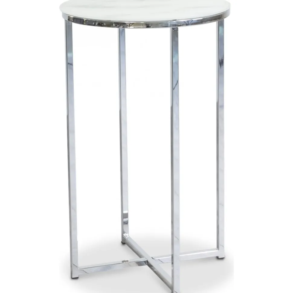 Palasso runt Lampbord Ø40 cm - Krom / Ljus marmorering + Textilrengöring för möbler