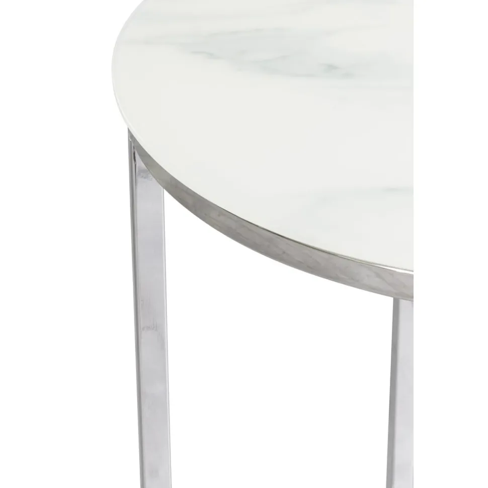 Palasso runt Lampbord Ø40 cm - Krom / Ljus marmorering + Textilrengöring för möbler