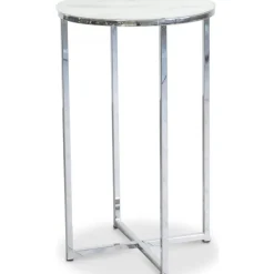 Palasso runt Lampbord Ø40 cm - Krom / Ljus marmorering