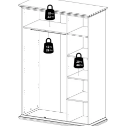 Paris garderob med 3 dörrar - Vit