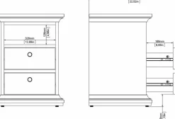 Paris smalt sängbord med 2 lådor och 1 öppet fack - Vit