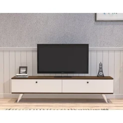 Paris TV-bänk - Vit/valnöt