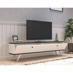 Paris TV-bänk - Vit/valnöt