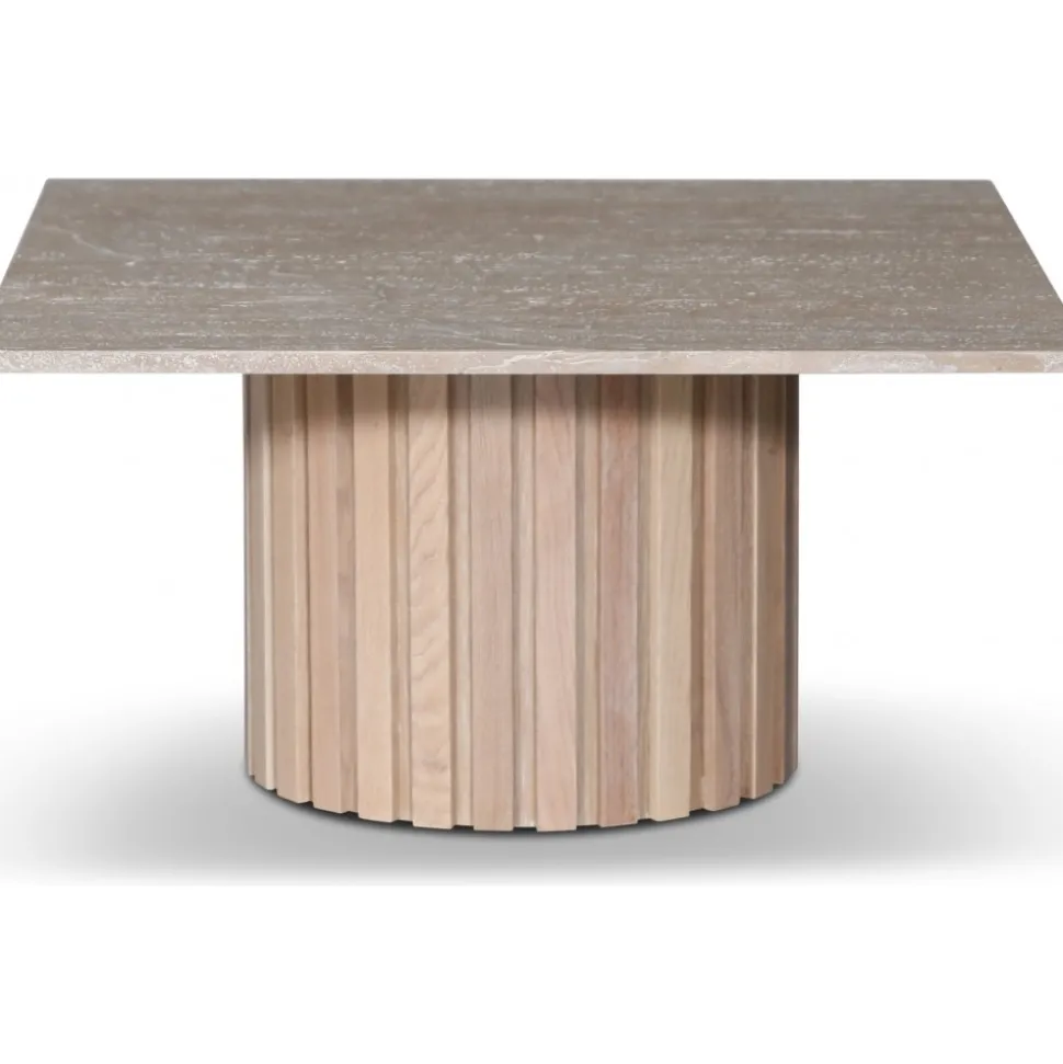 Paus soffbord - Whitewash / Ljus Travertin 90x90 cm