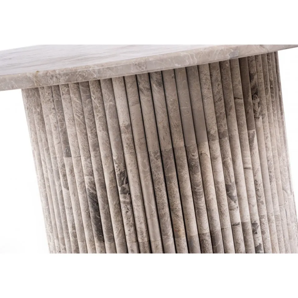 Pegani runt matbord i gråbeige marmor - Valfri storlek 105 eller 130 cm