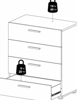 Pepe bred byrå med 4 lådor - Tryffel