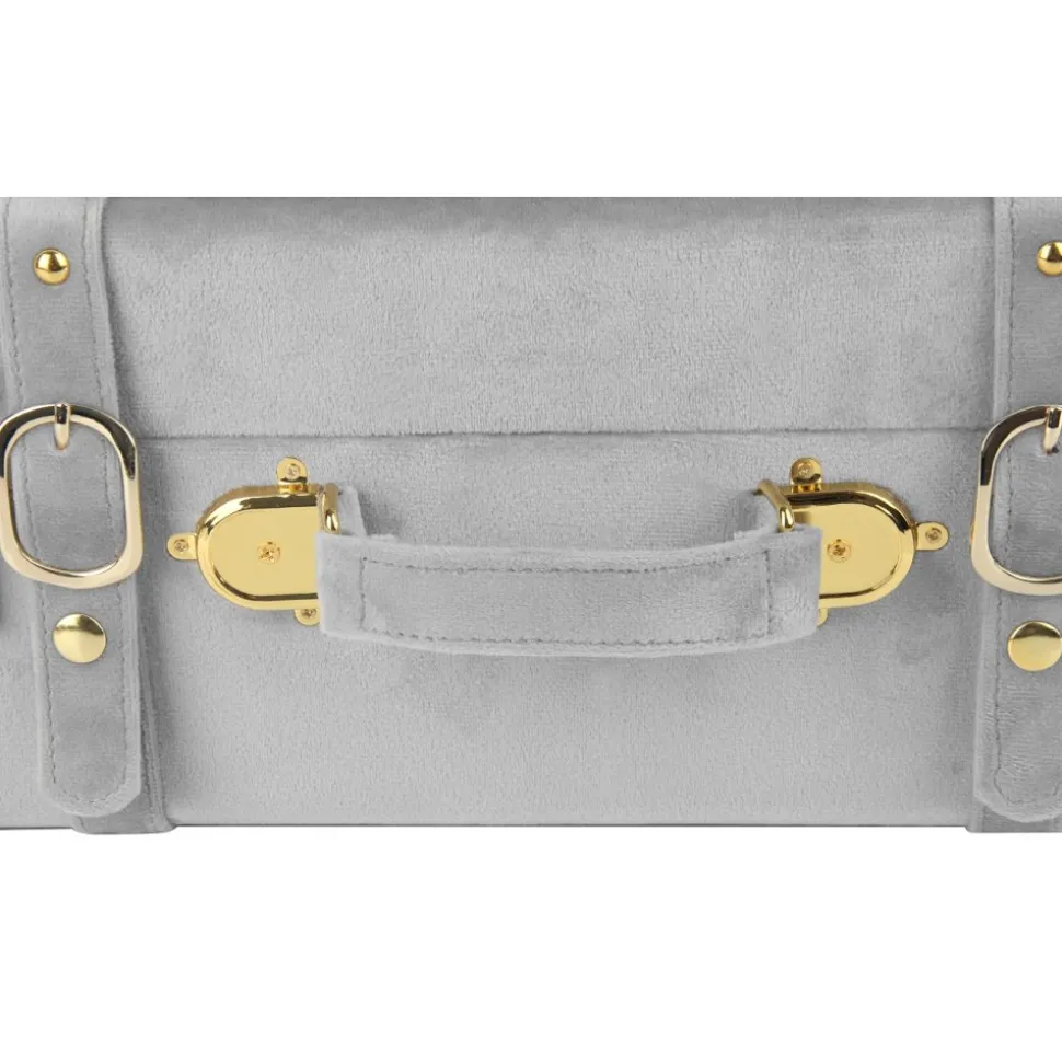 Petit vintage koffert set 2 st - Grå (Sammet) + Textilrengöring för möbler