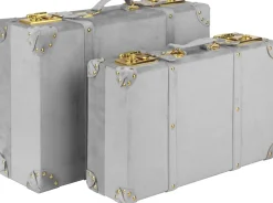 Petit vintage koffert set 2 st - Grå (Sammet) + Möbeltassar