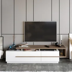Pia TV-bänk - Valnöt/vit