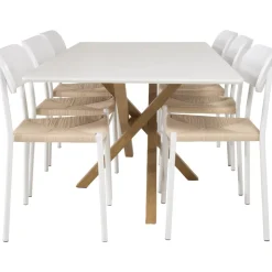 Piazza matbord 180 x 90 cm - Vit/ek-look