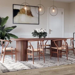 PiPi matgrupp ovalt matbord 240 cm valnöt + 6 st Brandon matstolar - Valnöt + 4.00 x Möbeltassar