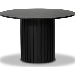 PiPi matgrupp, runt matbord Ø120 cm inkl 4 st Böjträ Stol No18 - Svartbetsat trä + 4.00 x Stolsdyna