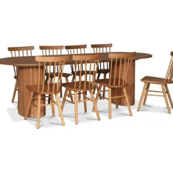 PiPi ovalt matgrupp 240 cm inkl 8 st Orust pinnstol - Oljad ekfanér + 8.00 x Stolsdyna