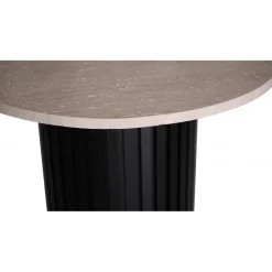PiPi runt matbord Ø105 cm - Svartbetsat trä / Travertin sten
