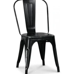 Plåtstol Industry Ingo i plåt - Borstad Svart / Silver + Möbeltassar