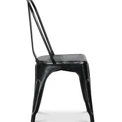 Plåtstol Industry Ingo i plåt - Borstad Svart / Silver + Möbeltassar