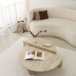 Podium soffbord Ø90 cm - Travertin