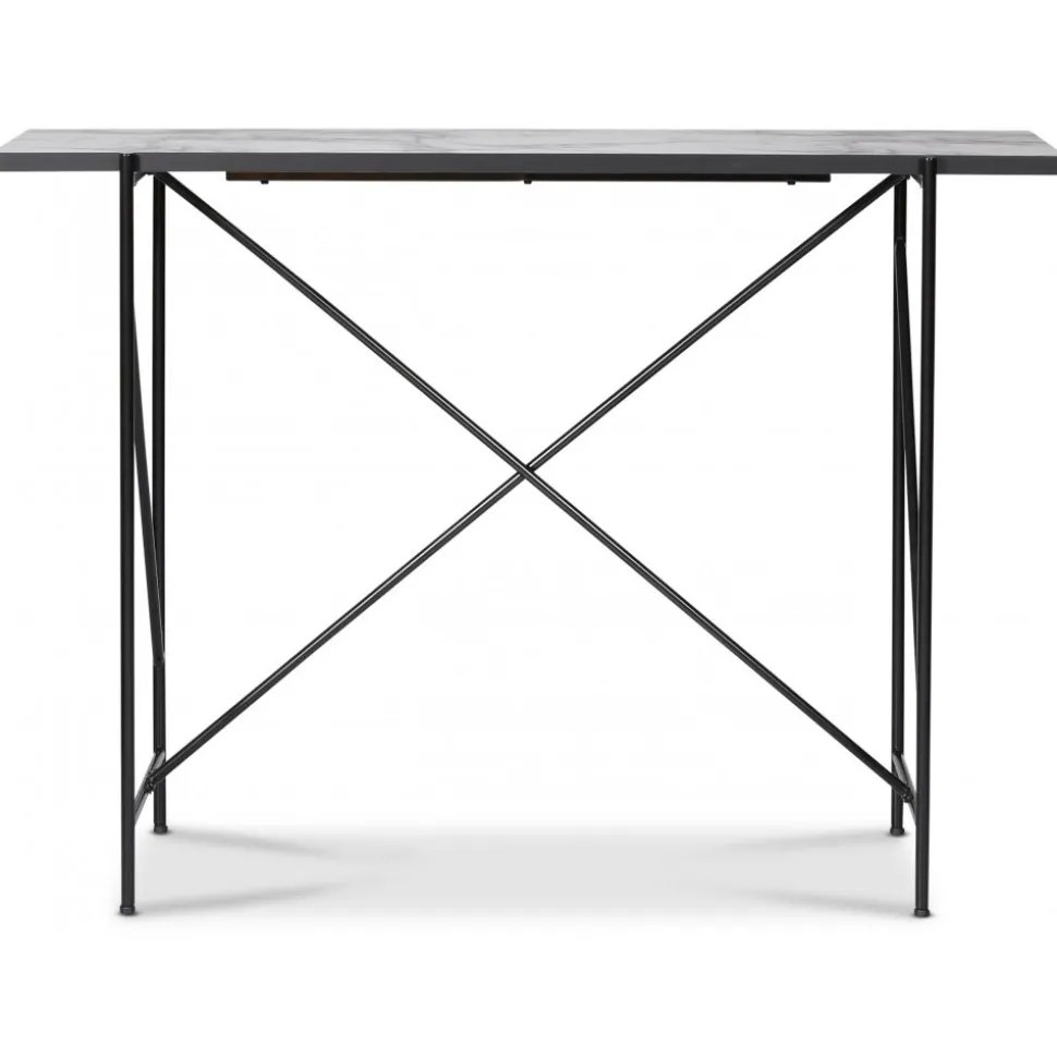 Portland barbord 140 cm - Marmor/svart + Möbeltassar