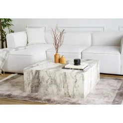 Prizma soffbord 90 x 90 cm - Vit marmor