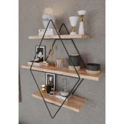 Prizma vägghylla - Svart/natur