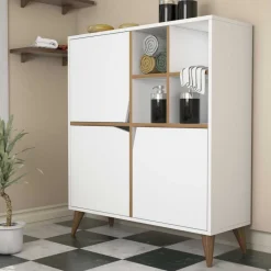 Pulse skåp - Vit/valnöt