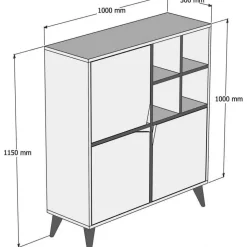 Pulse skåp - Vit/valnöt