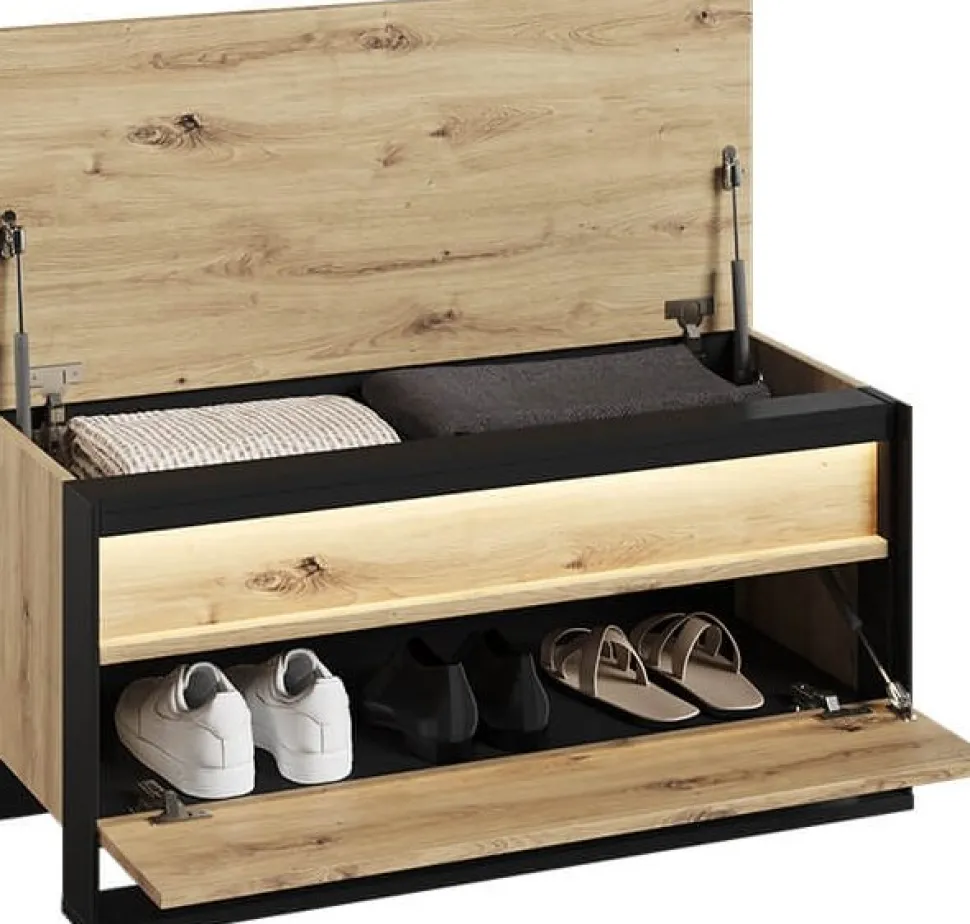 Quant hallbänk 92 cm - Artisan ek/svart