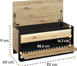 Quant hallbänk 92 cm - Artisan ek/svart