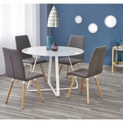 Raphael runt matbord 115 cm - Vit (Glas) / Metall