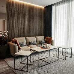 Ravina soffbord 45/100 x 45/50 cm - Vit marmor/svart