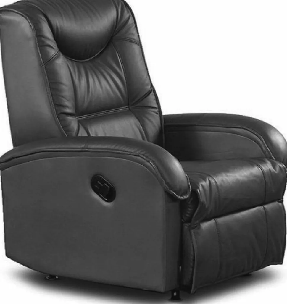 Reclinerfåtölj i svart konstläder ställbar