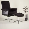 Reclinerfåtölj med fotpall Svart / Krom - Hagön + Fläckborttagare för möbler